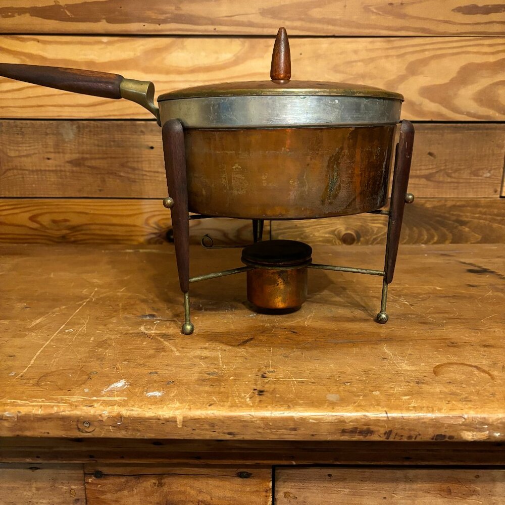 1960's Rustic Copper Chafing Dish